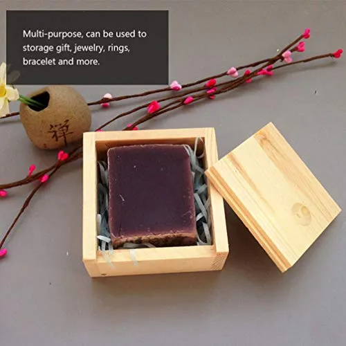 10pcs Wooden Unfinished Box Bamboo Soap Dish Natural Wood Soap Box with Lid Bar Soap Tray Holder for Bathroom Counter Shower Mini Wooden Jewelry Box