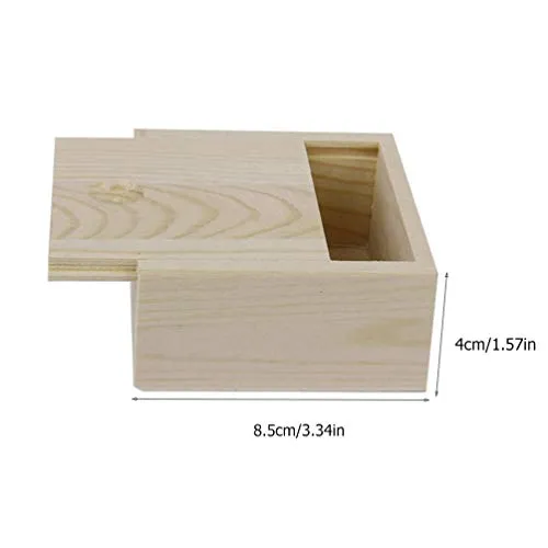 10pcs Wooden Unfinished Box Bamboo Soap Dish Natural Wood Soap Box with Lid Bar Soap Tray Holder for Bathroom Counter Shower Mini Wooden Jewelry Box