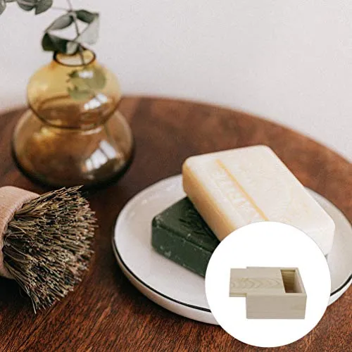 10pcs Wooden Unfinished Box Bamboo Soap Dish Natural Wood Soap Box with Lid Bar Soap Tray Holder for Bathroom Counter Shower Mini Wooden Jewelry Box