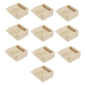 10pcs Wooden Unfinished Box Bamboo Soap Dish Natural Wood Soap Box with Lid Bar Soap Tray Holder for Bathroom Counter Shower Mini Wooden Jewelry Box