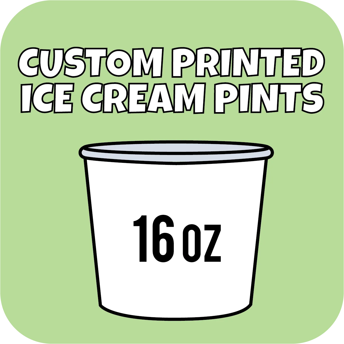 16oz Custom Printed Paper Ice Cream Pint Containers 500ct