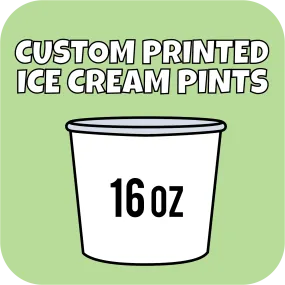 16oz Custom Printed Paper Ice Cream Pint Containers 500ct