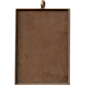 Antiqued Copper Plated Bezel Cup, Rectangle, 38x27mm, 1 Loop (12 Pieces)