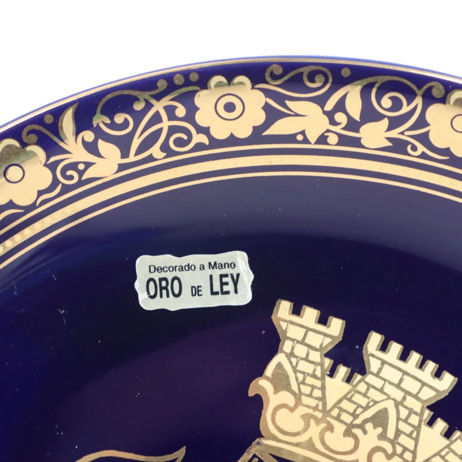 Argulo Surgosi La Muy Notable Y Siempre Leal Spain Cobalt Gold Plate 9 1/2"
