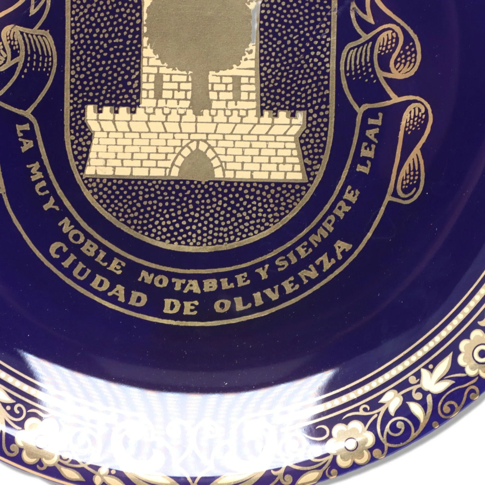 Argulo Surgosi La Muy Notable Y Siempre Leal Spain Cobalt Gold Plate 9 1/2"