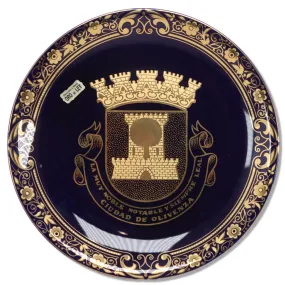 Argulo Surgosi La Muy Notable Y Siempre Leal Spain Cobalt Gold Plate 9 1/2"