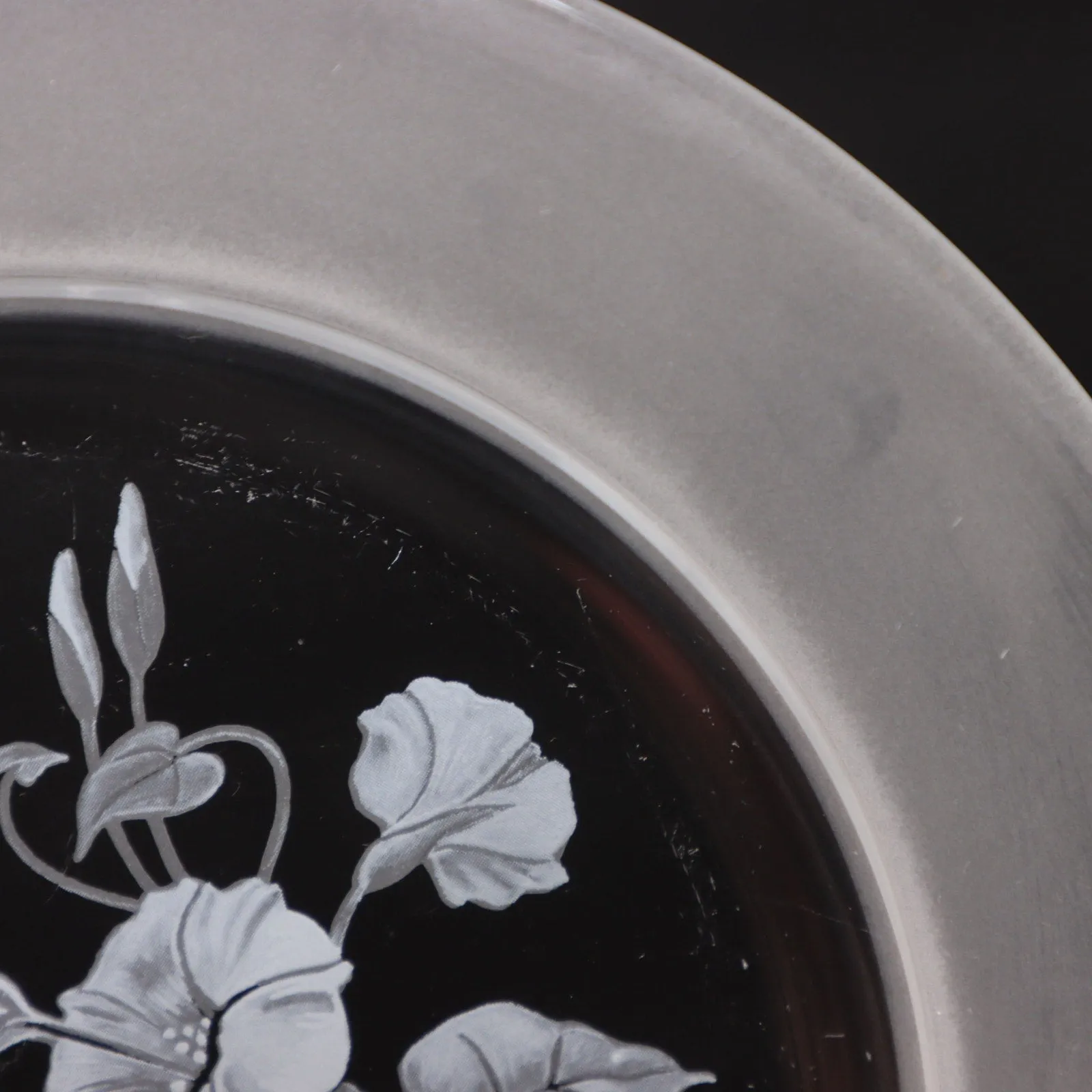Avon Hummingbird Frosted Etched Crystal Glass Luncheon Plate 8" Vintage 1980's