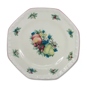Avon Sweet Country Harvest Dinner Plate 10" Octagon Fruit Red Rim 1970's