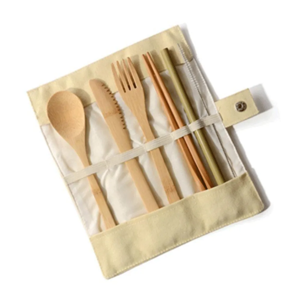 Bamboo Cutlery Set with Canvas Pouch