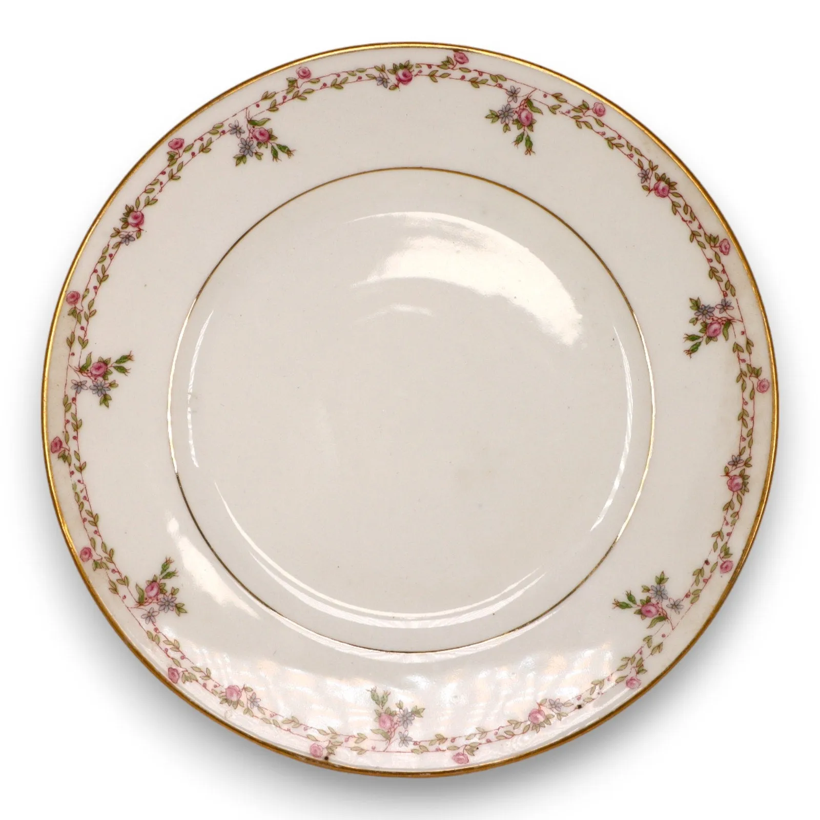 B&Co L Bernardaud & Co Limoges 8 1/2" Luncheon Plates Pink Rose Gold Rim 1900