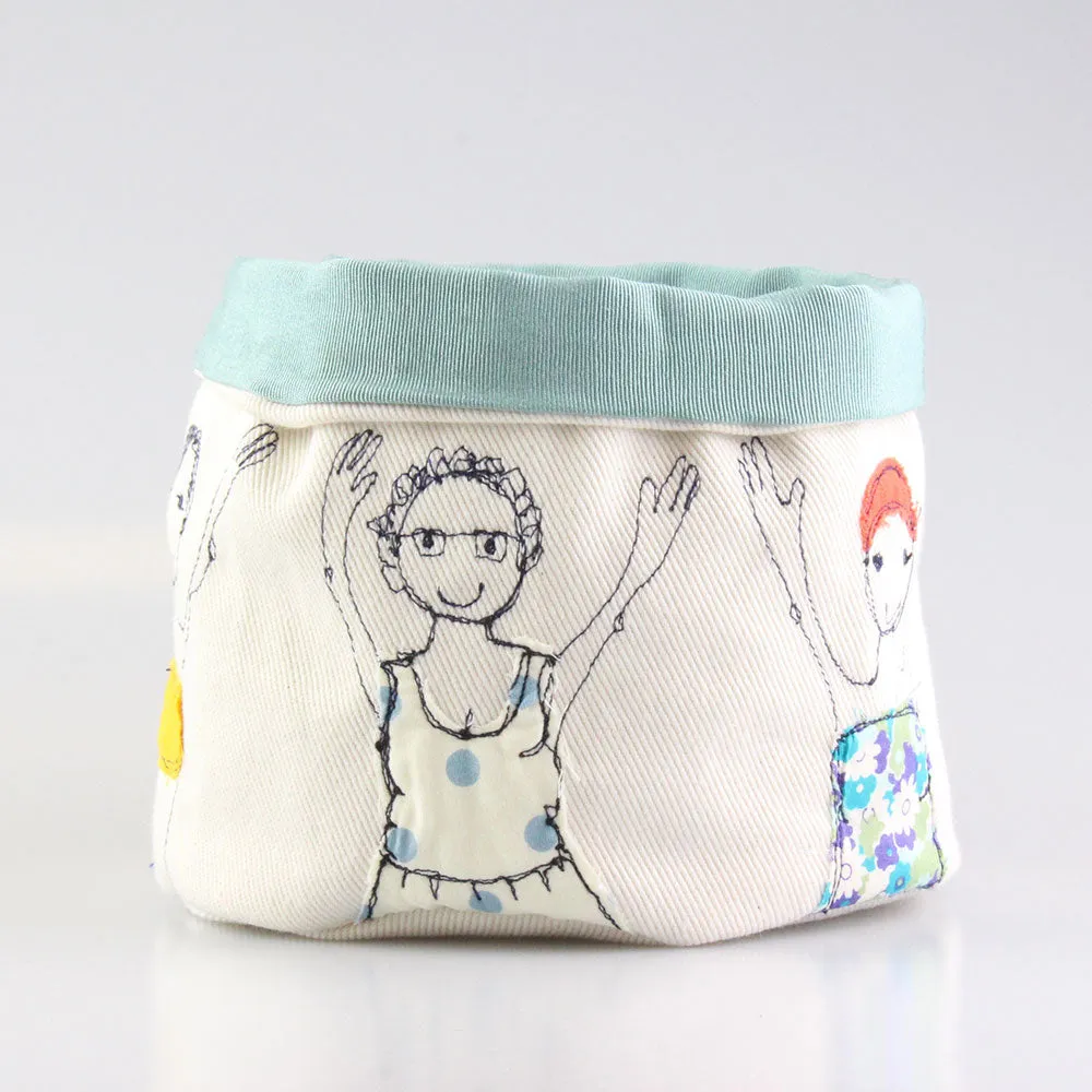 bathers embroidered art pot