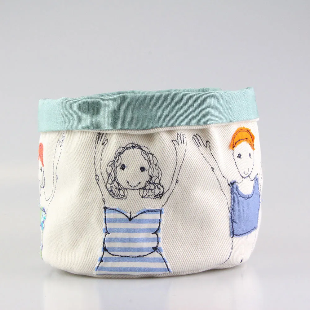 bathers embroidered art pot