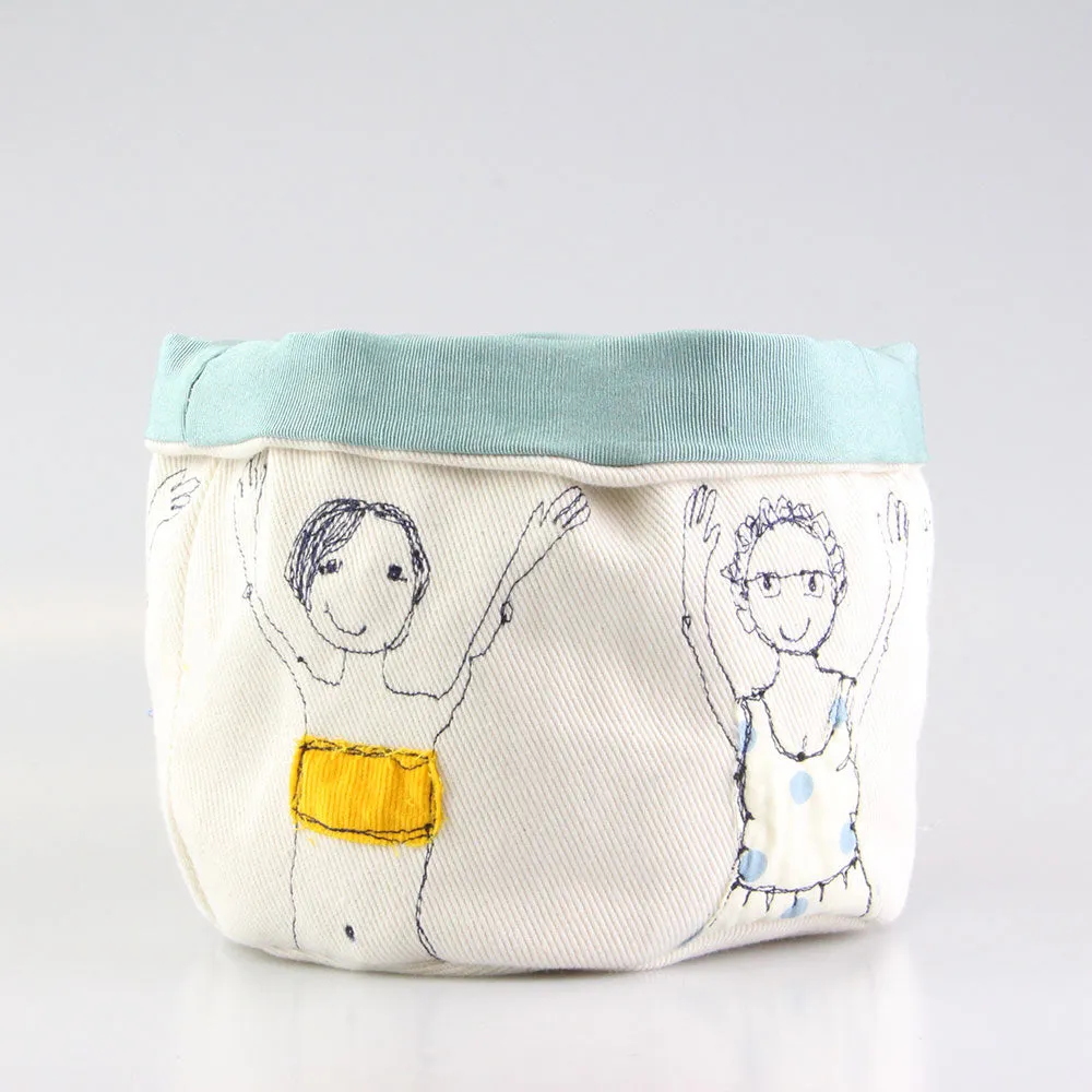 bathers embroidered art pot