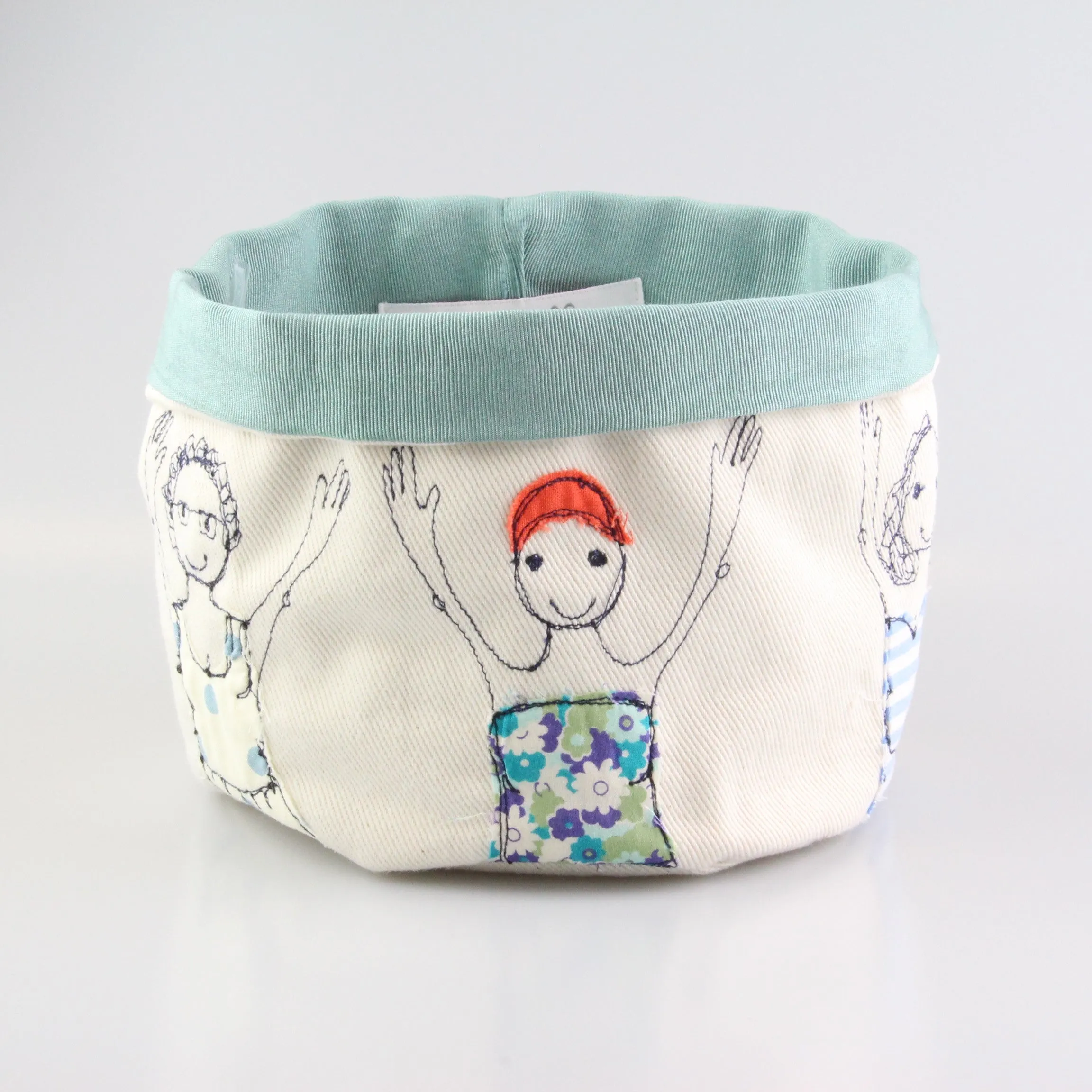bathers embroidered art pot