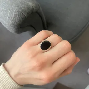 Black Onyx Oval Signet Ring