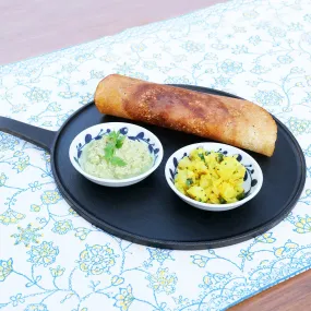 Dosa Tawa | Pre-Seasoned | Made of Cast Iron | Healthful | Grey & Black | 10 Inch