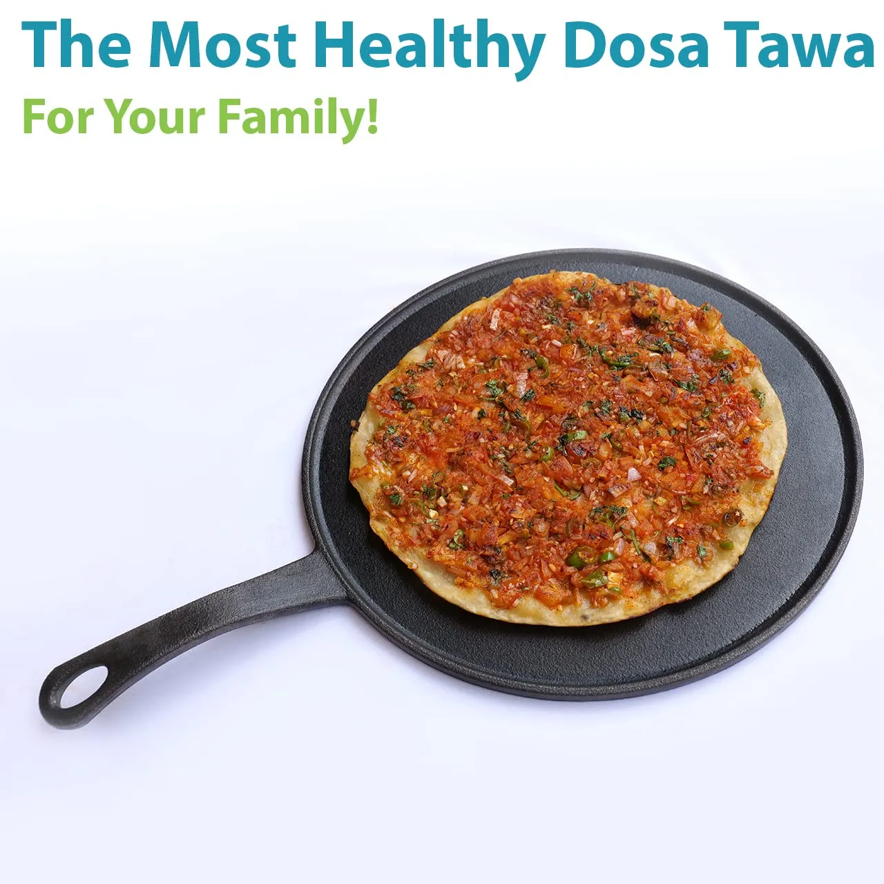 Dosa Tawa | Pre-Seasoned | Made of Cast Iron | Healthful | Grey & Black | 10 Inch