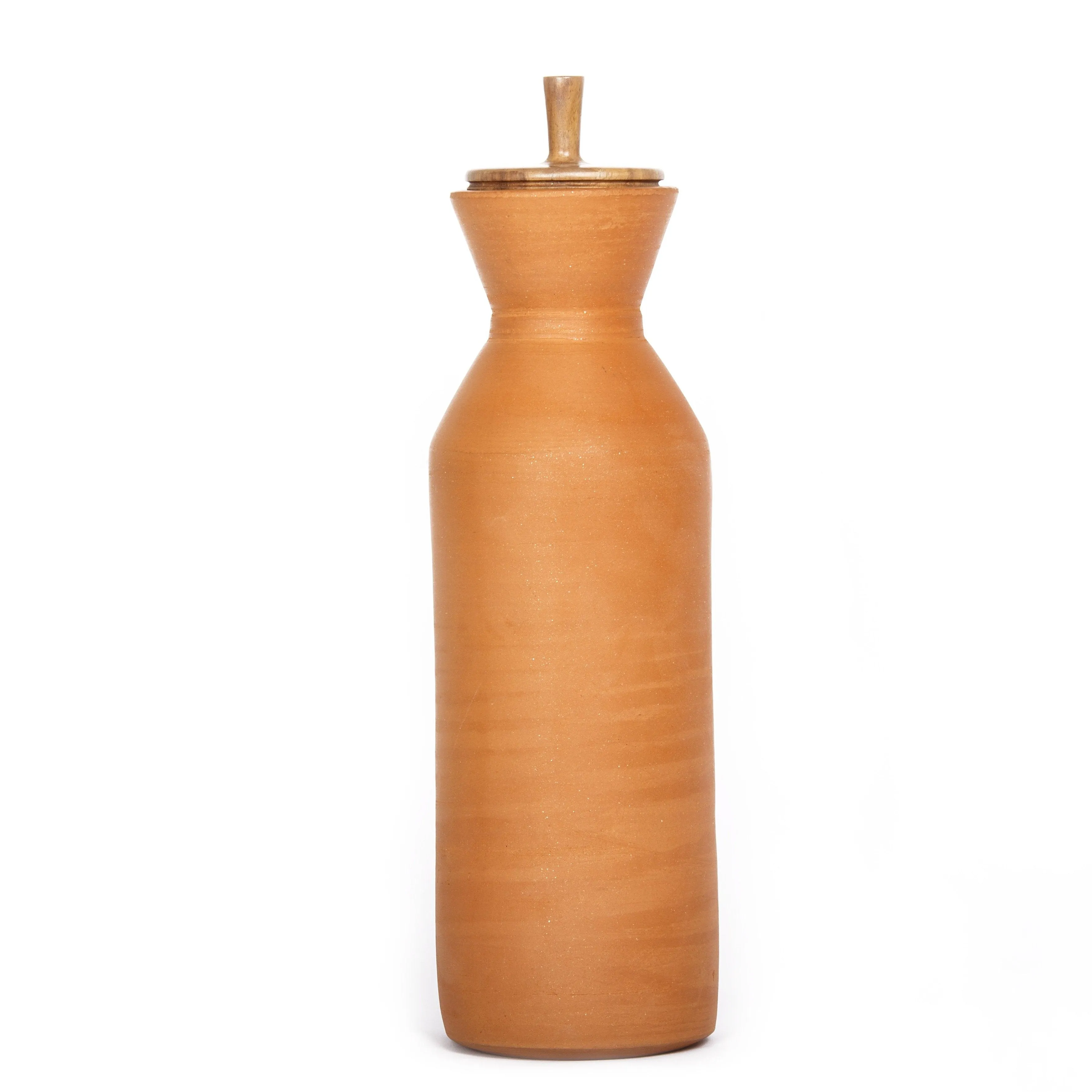 Earthen Clay Maahi Kool Bottle With Wooden Lid | Terracotta & Wood
