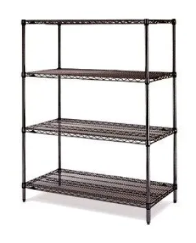 Metro 4ES144263NBL 14" x 42" x 63" Black Wire Shelving Unit with 4 Super Erecta&reg; Wire Shelves
