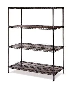 Metro 4ES144263NBL 14" x 42" x 63" Black Wire Shelving Unit with 4 Super Erecta&reg; Wire Shelves