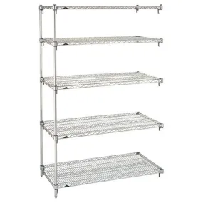 Metro 5AN327BR 18" x 30" x 74" Brite Wire Shelving Add-On with 5 Super Erecta&reg; Wire Shelves