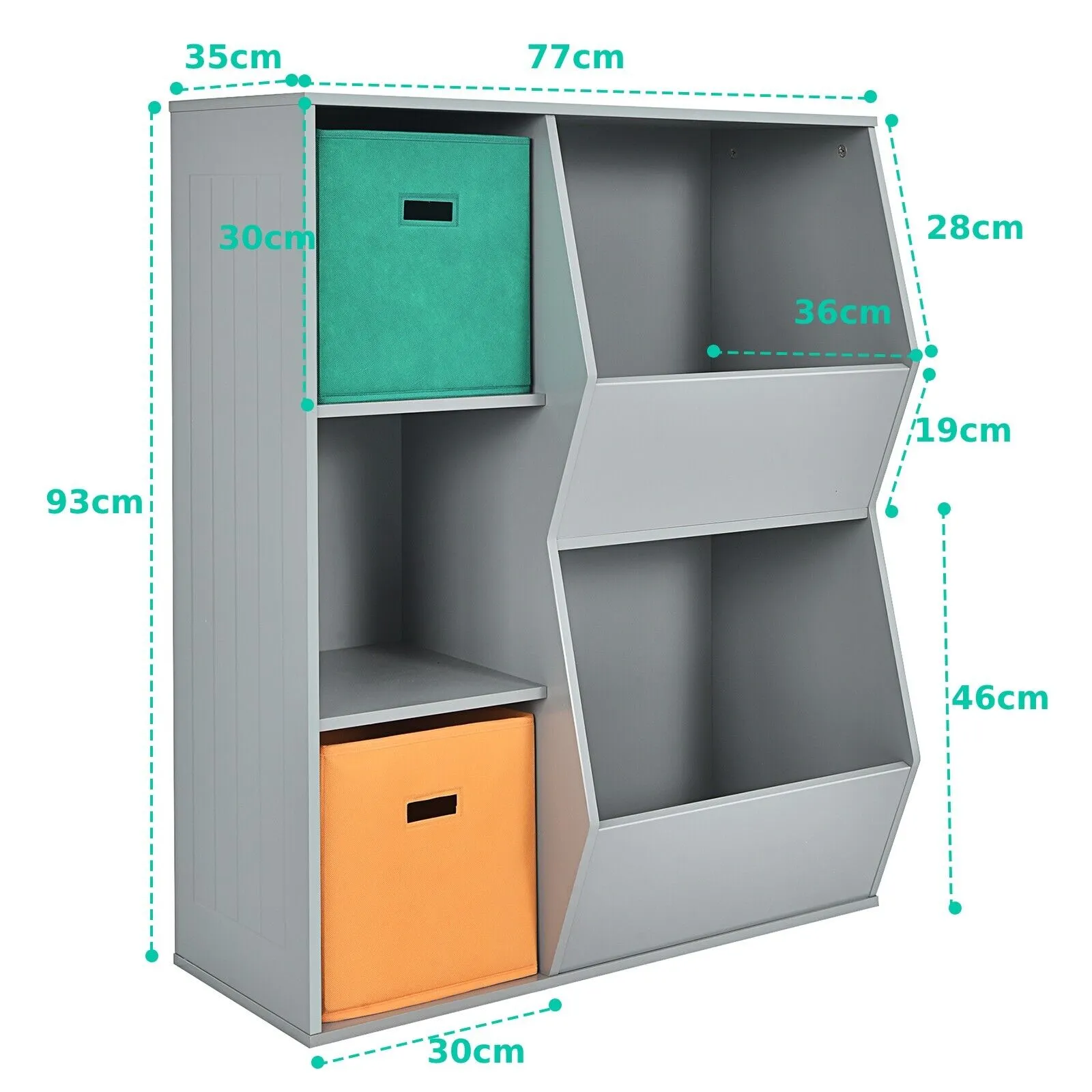 Modern Kids Toy Storage Cabinet with 2 Baskets-Grey