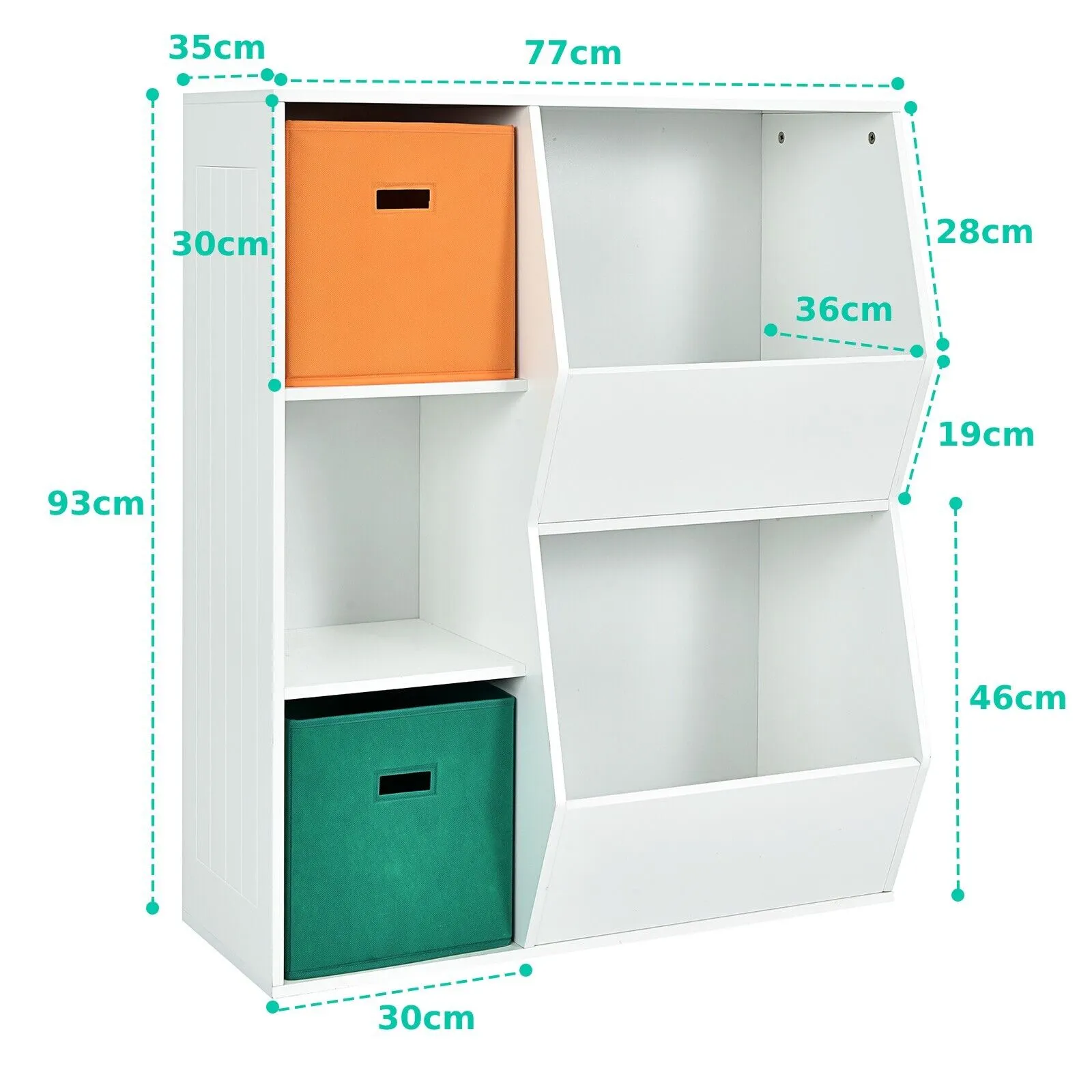 Modern Kids Toy Storage Cabinet with 2 Baskets-White