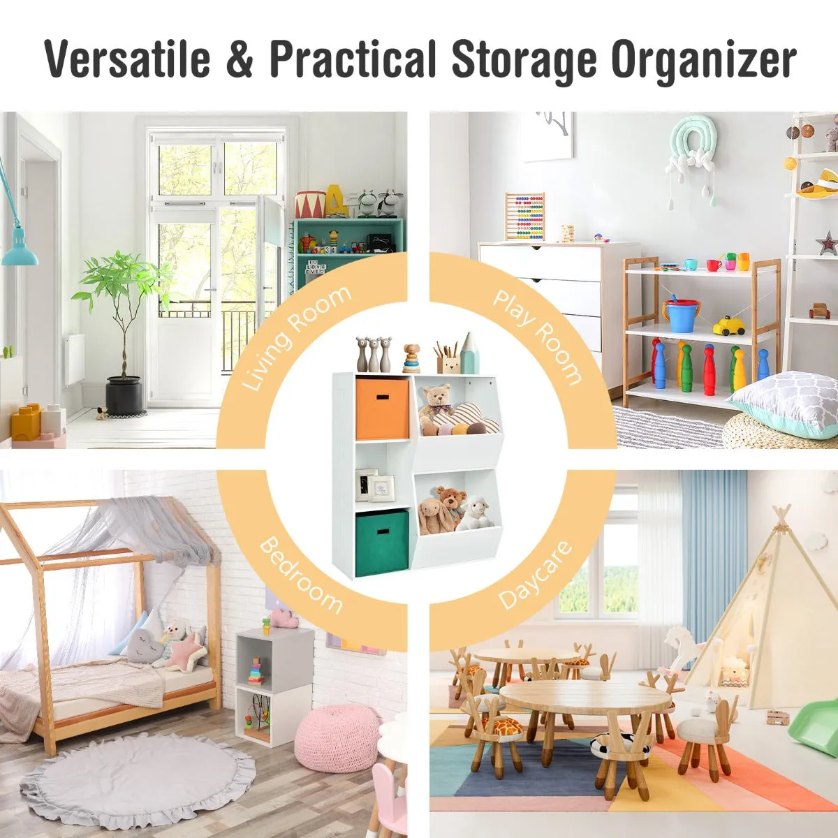 NNECW Kids Toy Storage with 2 Baskets for Kids Room