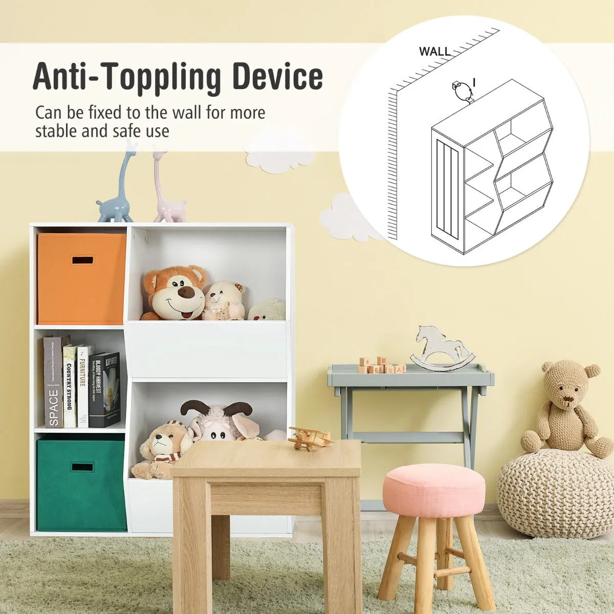 NNECW Kids Toy Storage with 2 Baskets for Kids Room