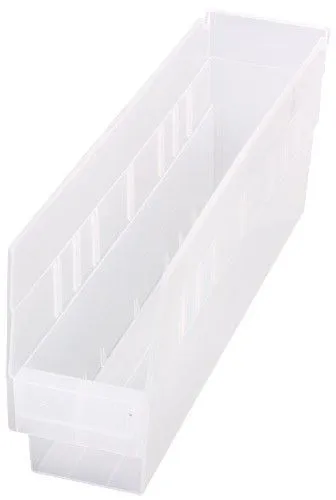 Quantum QSB203CL Store-More Clear-View Shelf Bins, 4.13" x 17.88" x 6"