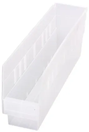 Quantum QSB203CL Store-More Clear-View Shelf Bins, 4.13" x 17.88" x 6"