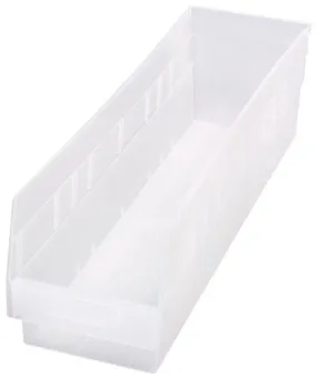 Quantum QSB206CL Store-More Clear-View Shelf Bins, 6.63" x 23.63" x 6"