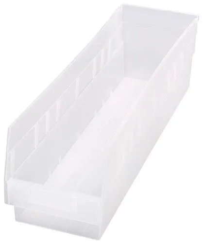 Quantum QSB206CL Store-More Clear-View Shelf Bins, 6.63" x 23.63" x 6"