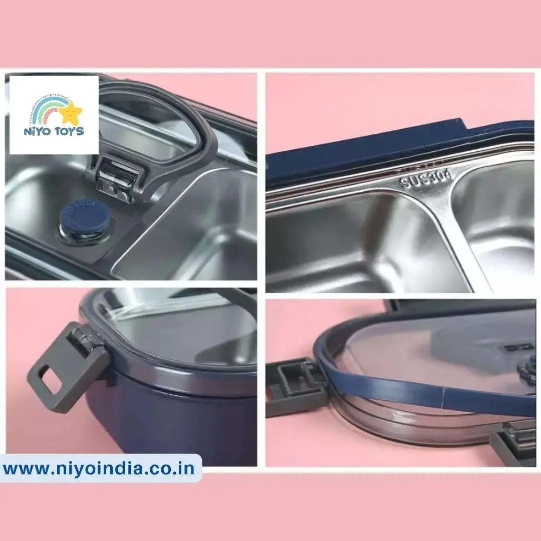 Stainless Steel 2 Grid  Lunch Box for Kids