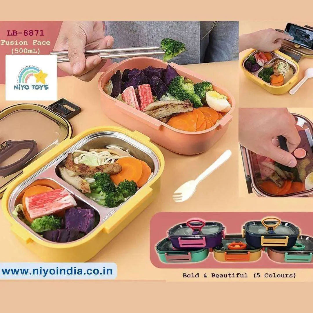 Stainless Steel 2 Grid  Lunch Box for Kids