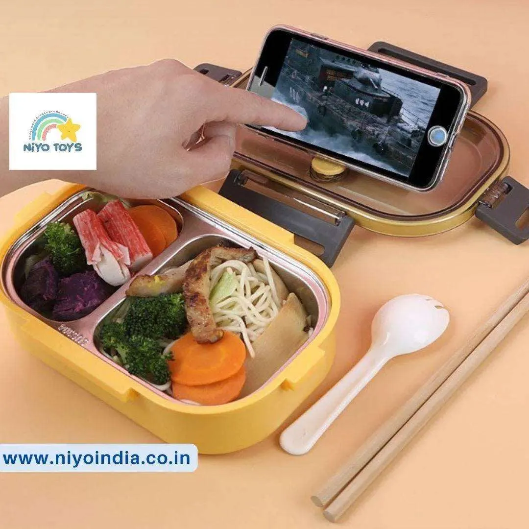 Stainless Steel 2 Grid  Lunch Box for Kids