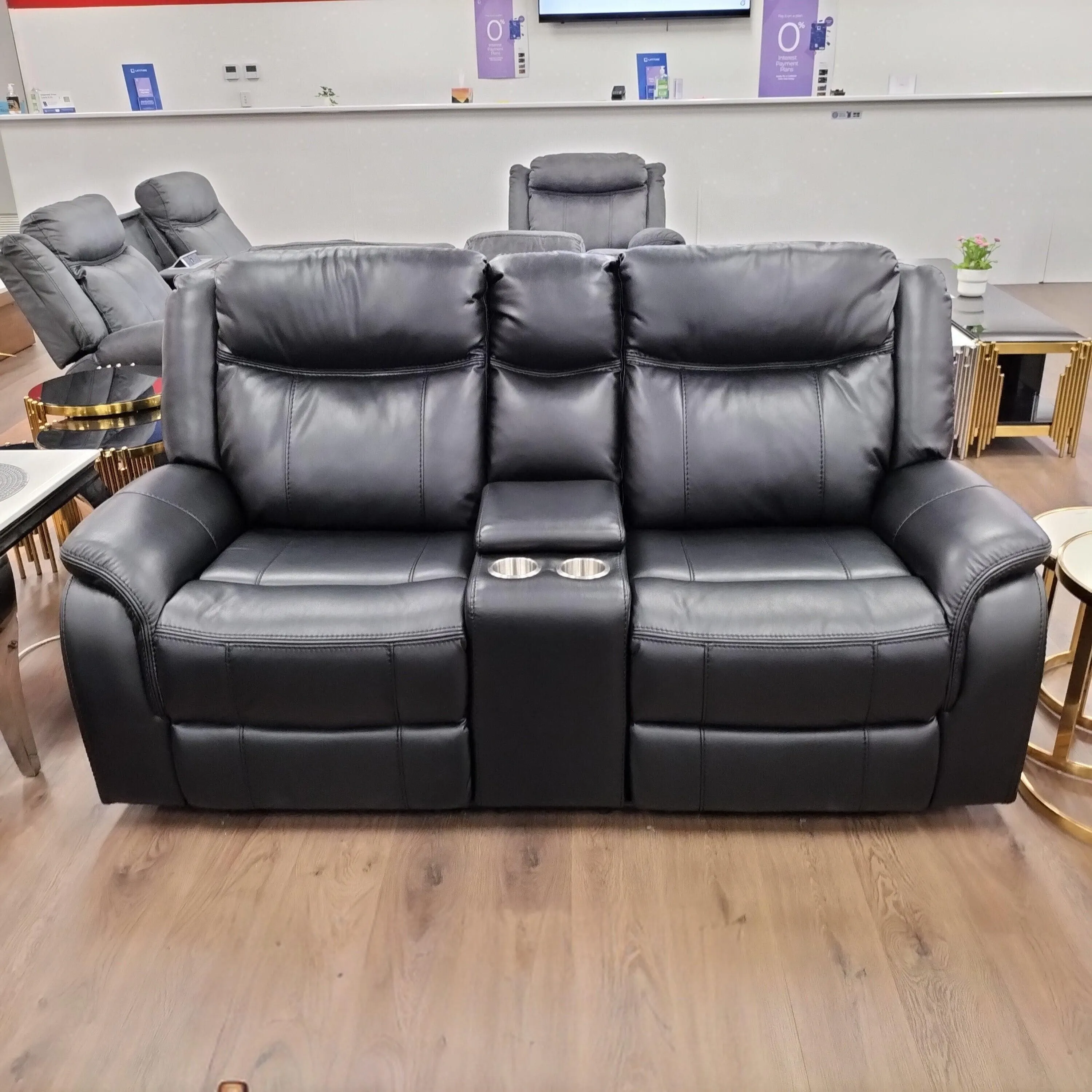 Sunshine 2 Seater Air Leather Manual Recliner Lounge