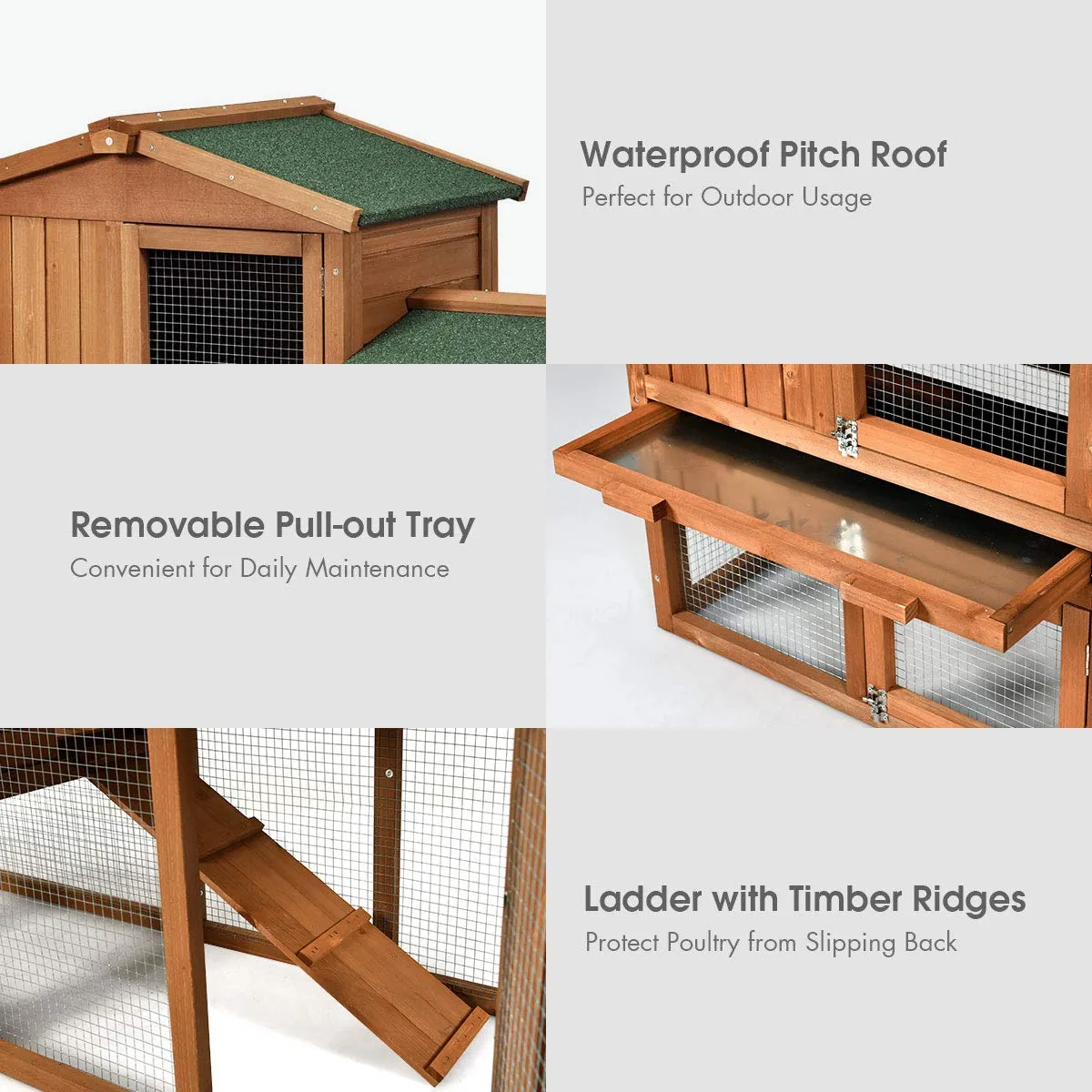 Tangkula Rabbit Hutch Indoor and Outdoor, 58-Inch Bunny Cage with Removable Tray & Ramp