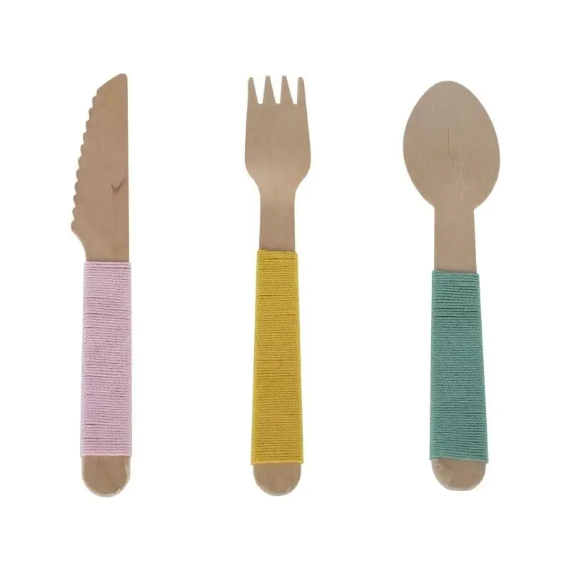 YARN WRAPPED WOODEN CUTLERY SET