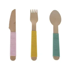 YARN WRAPPED WOODEN CUTLERY SET